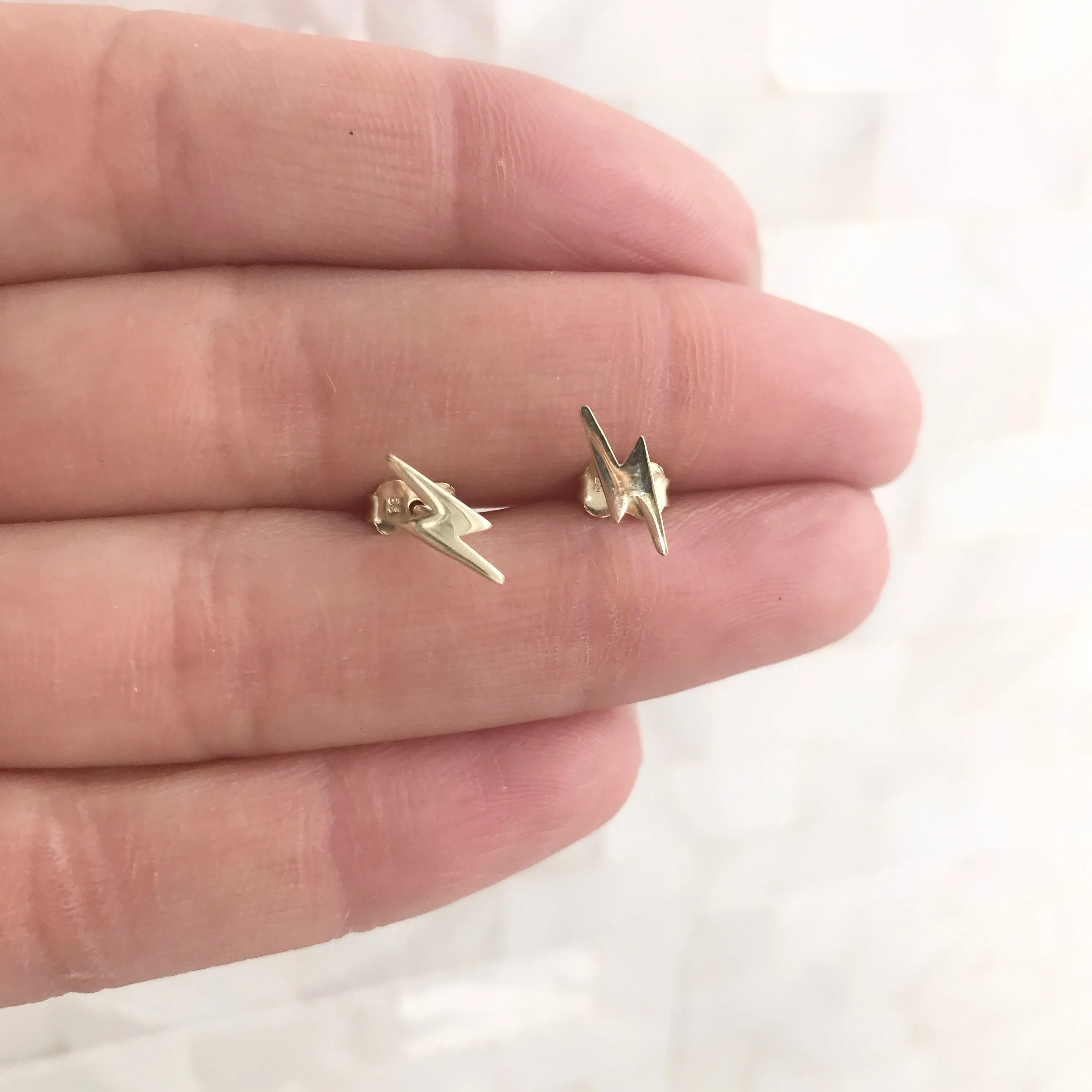 10k Gold Thunderbolt Stud Earrings