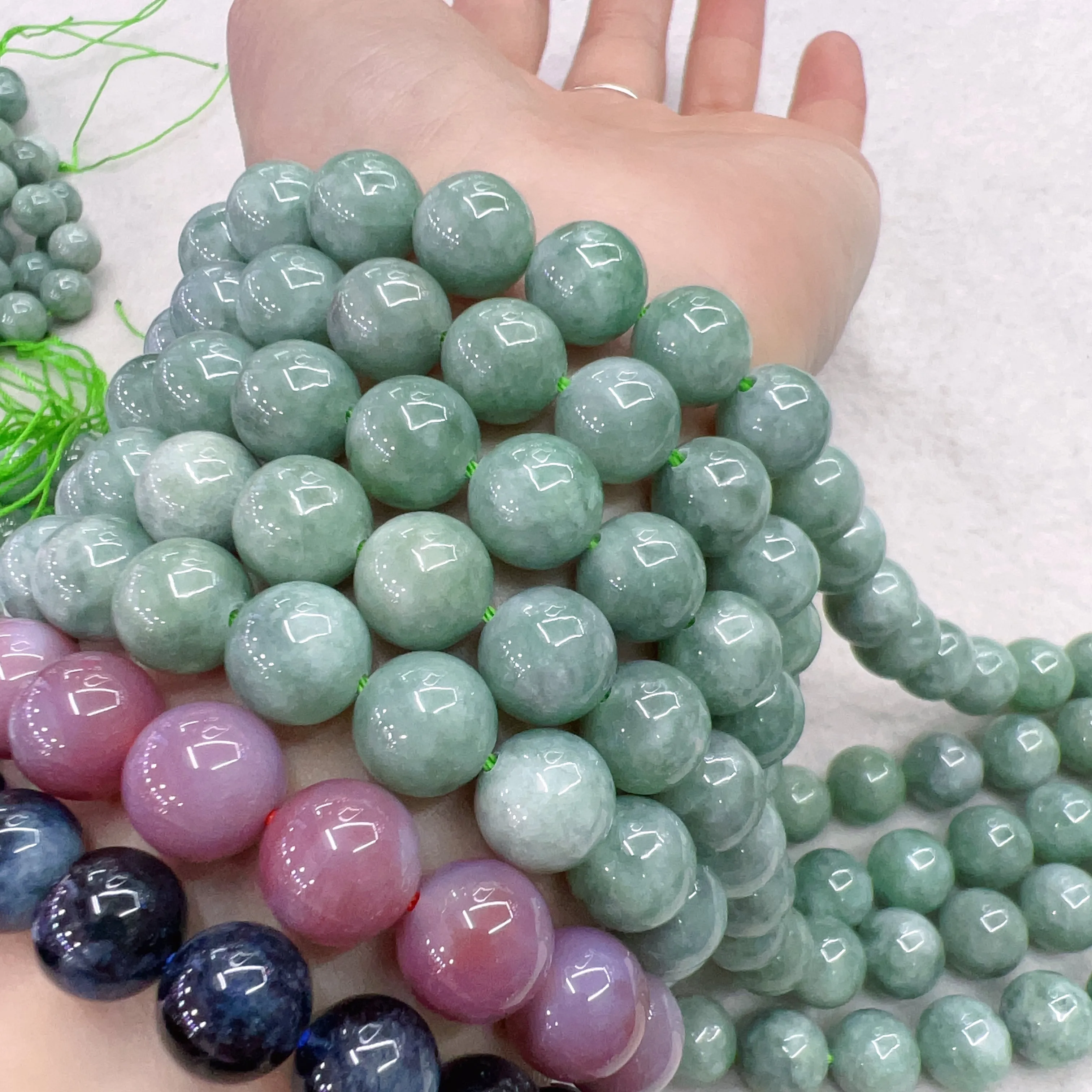 10mm Genuine Jadeite Round Bead Strands Greener Color for DIY Jewelry Making Project