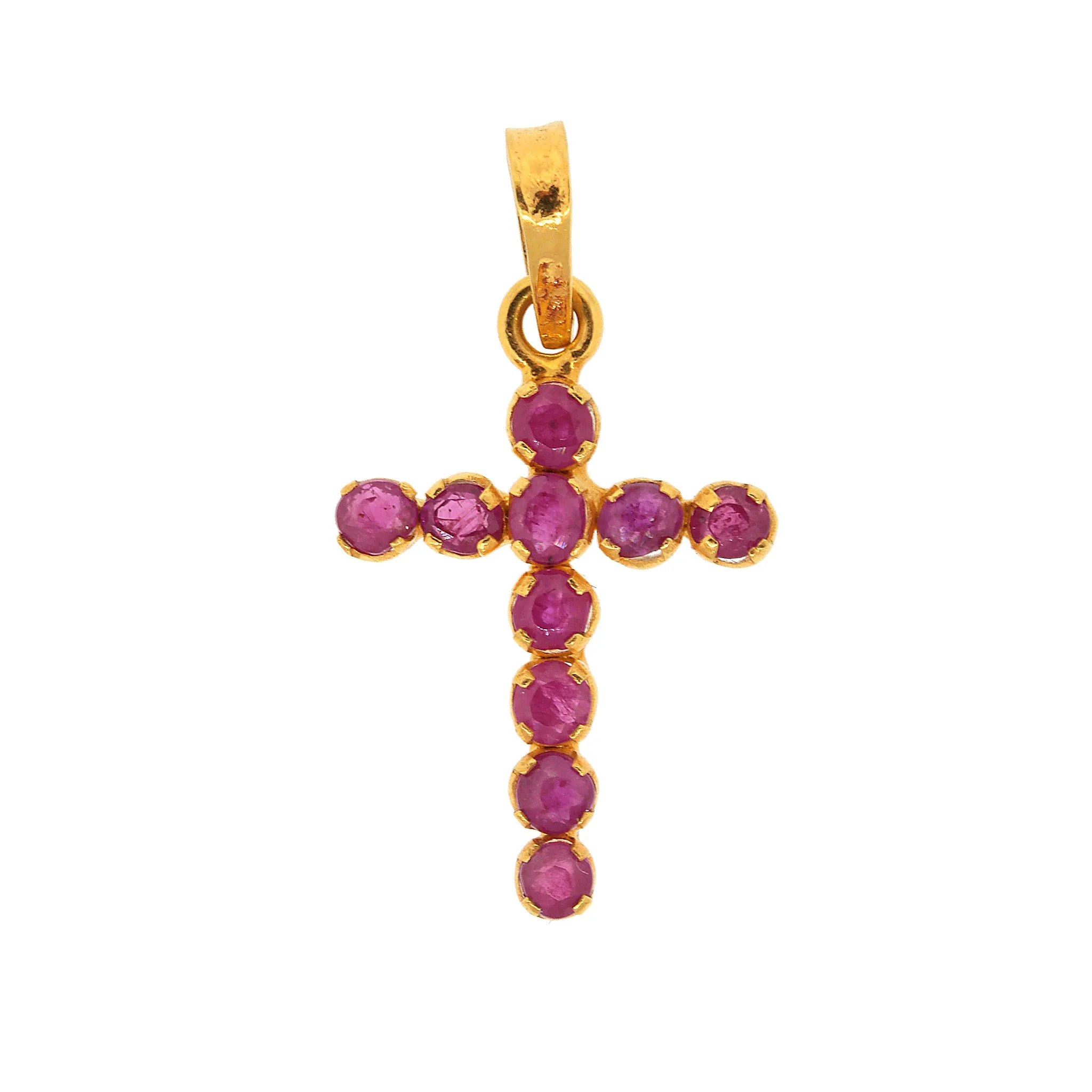 14 kt Gold Ruby Cross Pendant