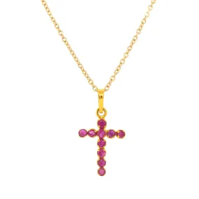 14 kt Gold Ruby Cross Pendant