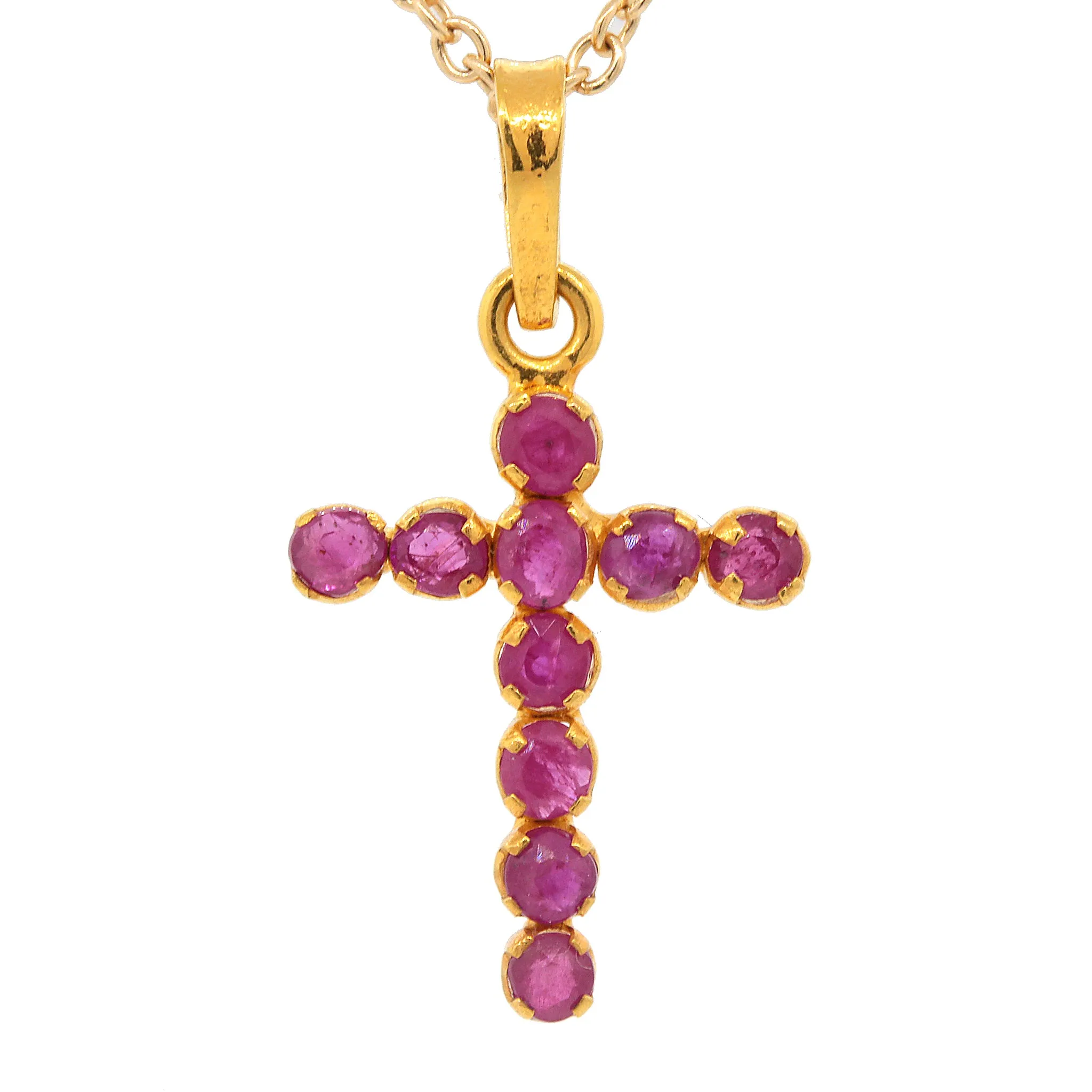 14 kt Gold Ruby Cross Pendant