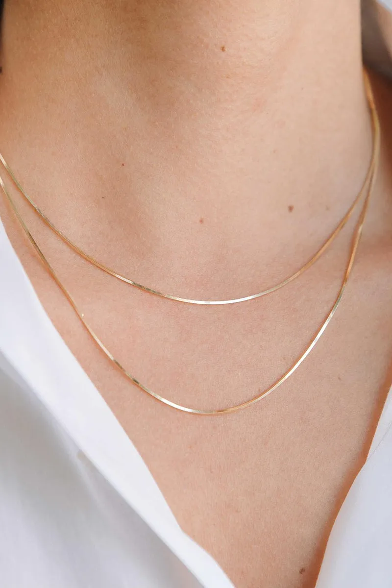 1.5mm Flexible Herringbone Chain - 14k Yellow Gold