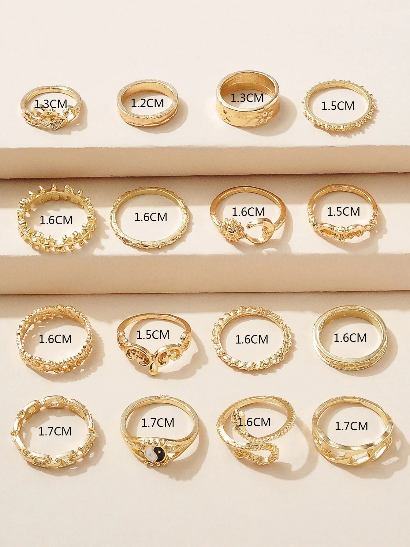 16pcs Simple Ring