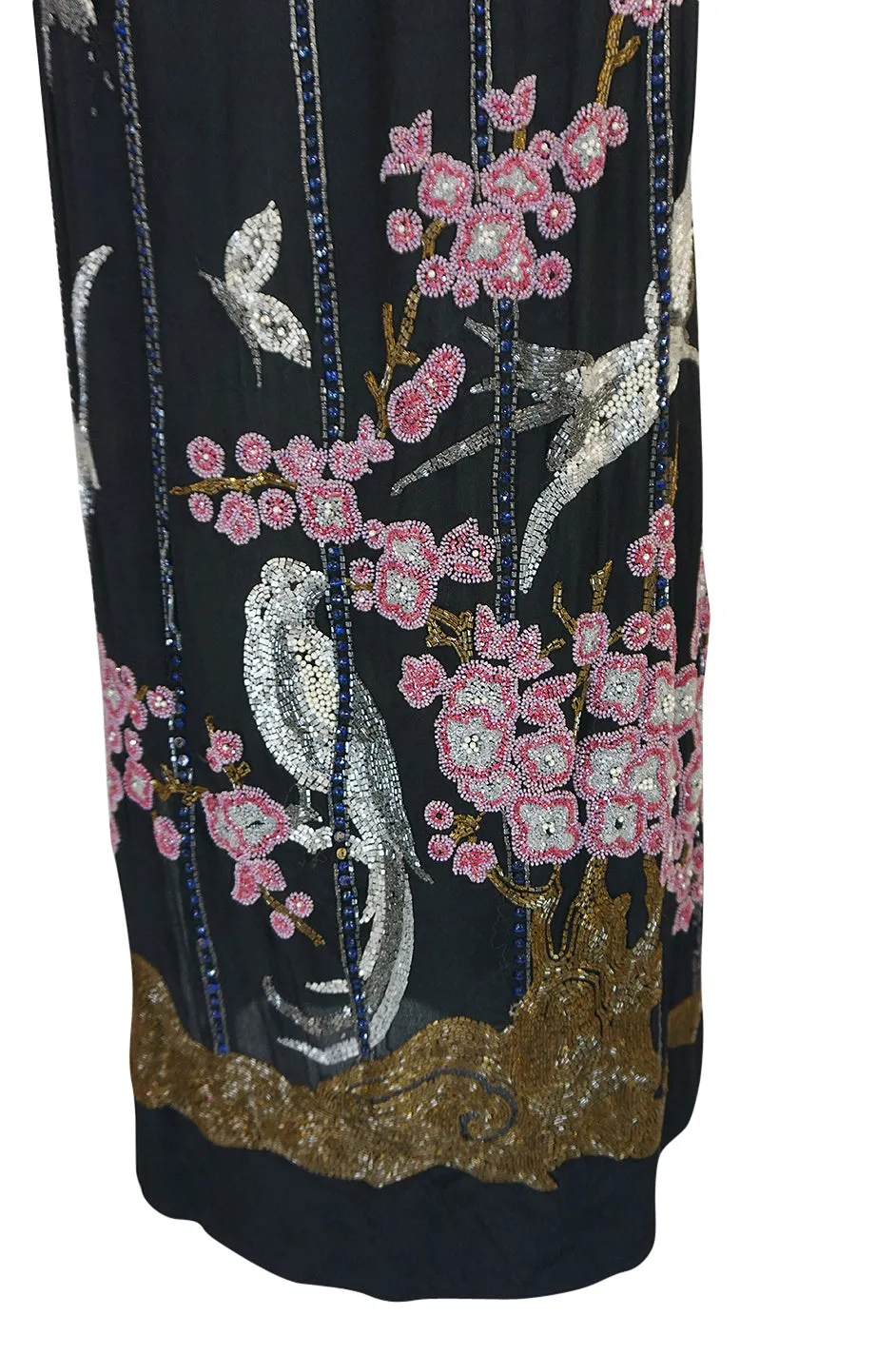 1920s Beaded Flapper Dress w Elaborate Tree & Bird Design