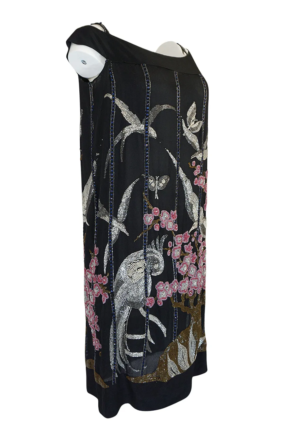 1920s Beaded Flapper Dress w Elaborate Tree & Bird Design