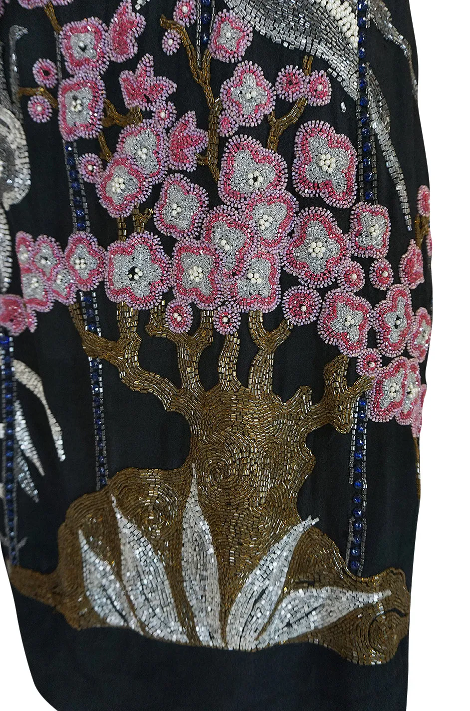 1920s Beaded Flapper Dress w Elaborate Tree & Bird Design