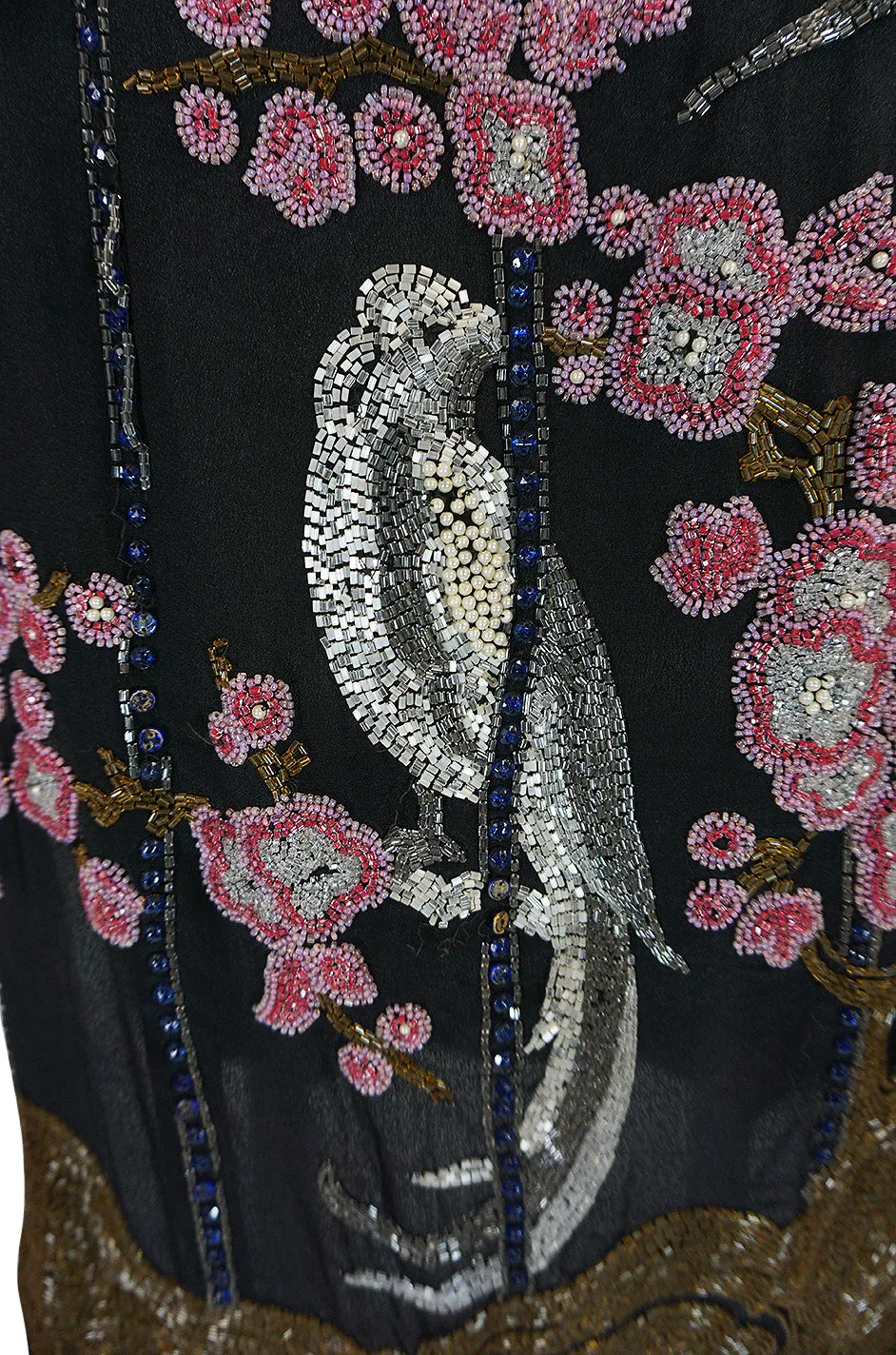 1920s Beaded Flapper Dress w Elaborate Tree & Bird Design