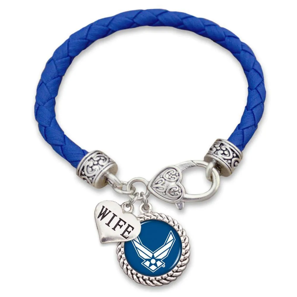 Air Force Wings Logo Custom Relationship Leather Bracelet - Mom/Wife