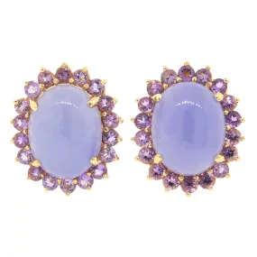 Amethyst Cabochon 14k Gold Earrings