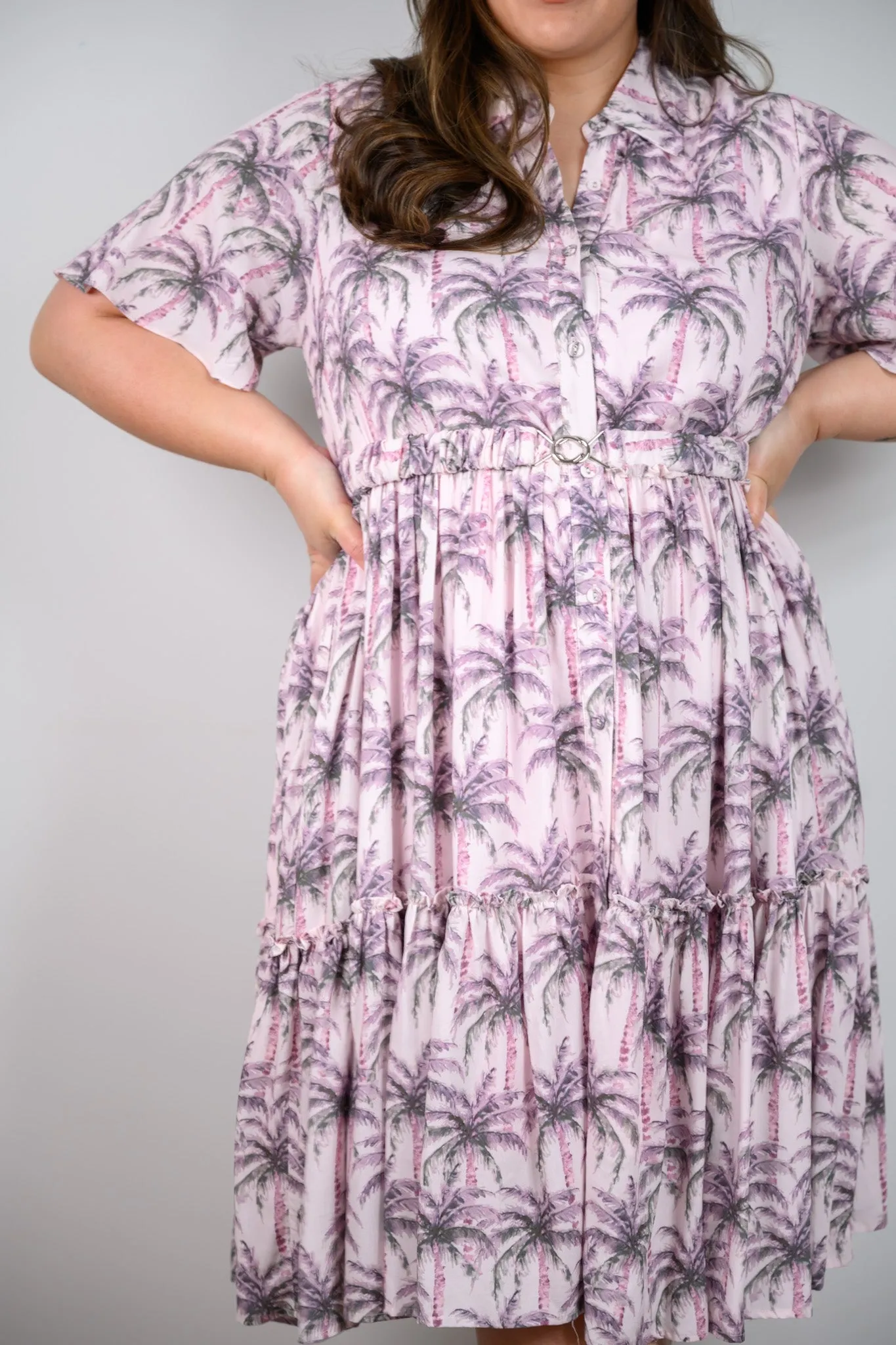 Annie Shirt Dress - Palm print