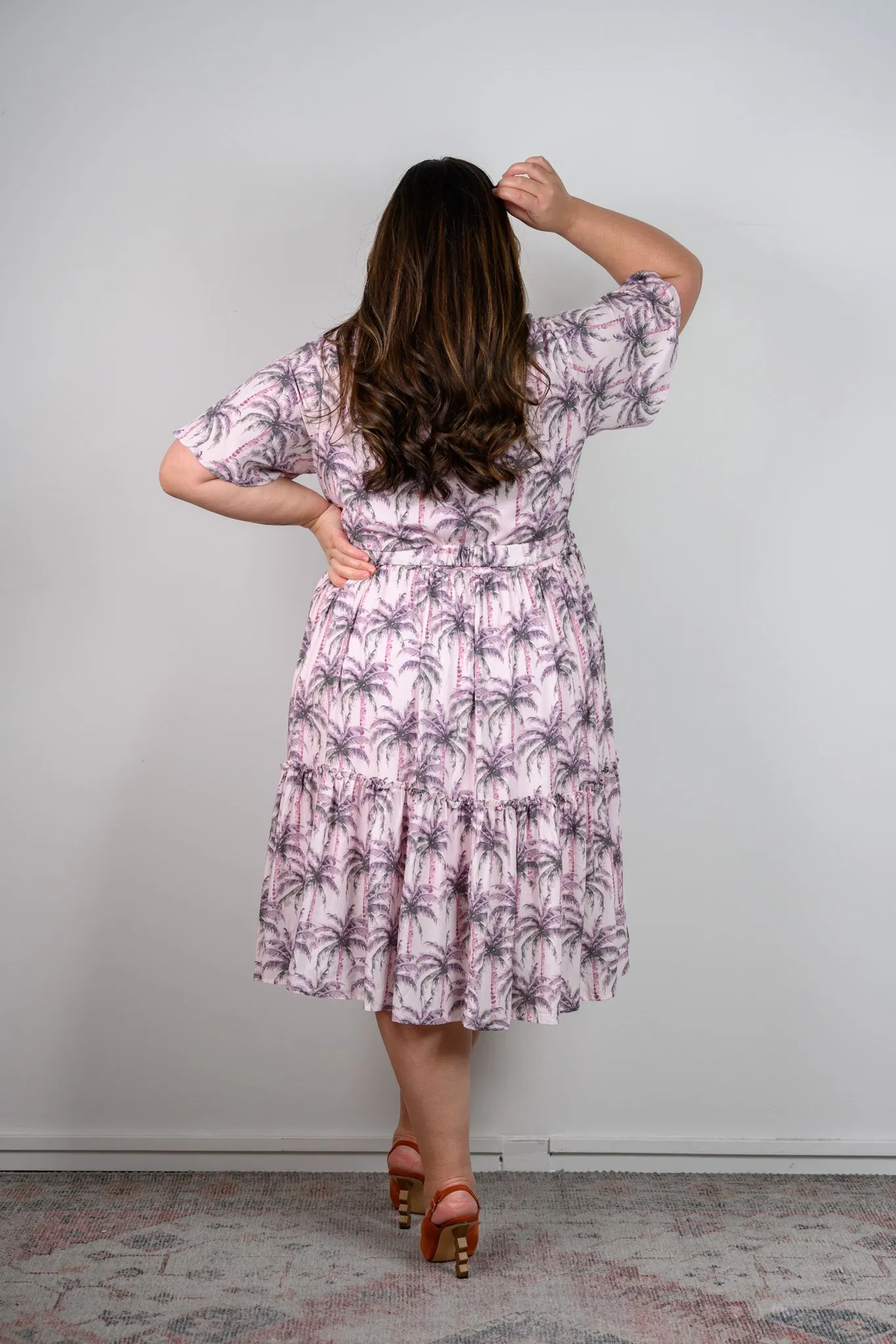 Annie Shirt Dress - Palm print