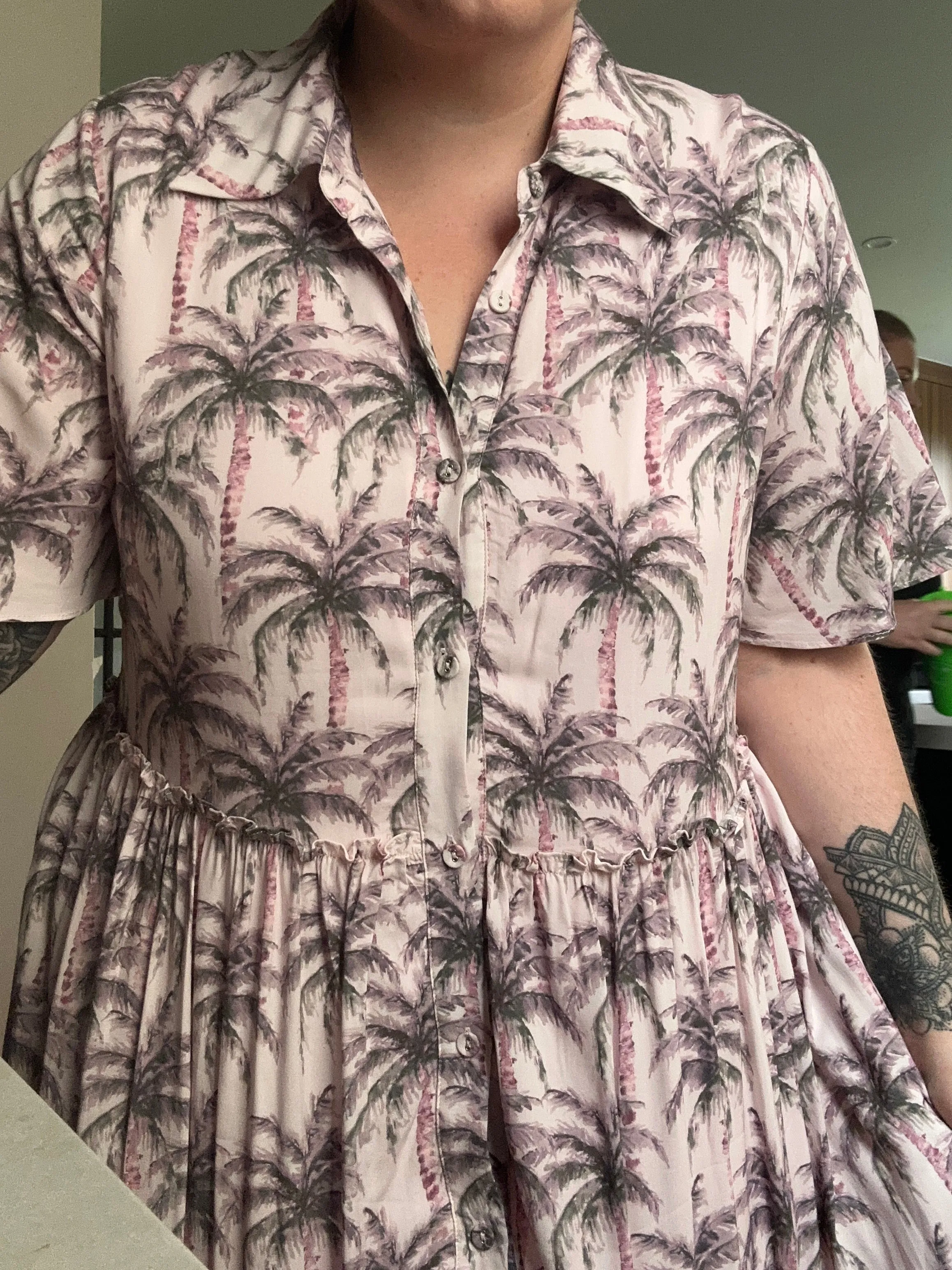 Annie Shirt Dress - Palm print