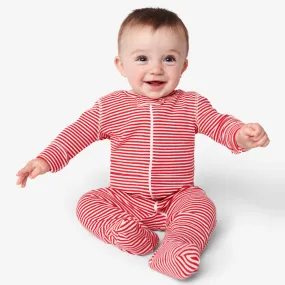 Baby organic zip footie in mini stripe