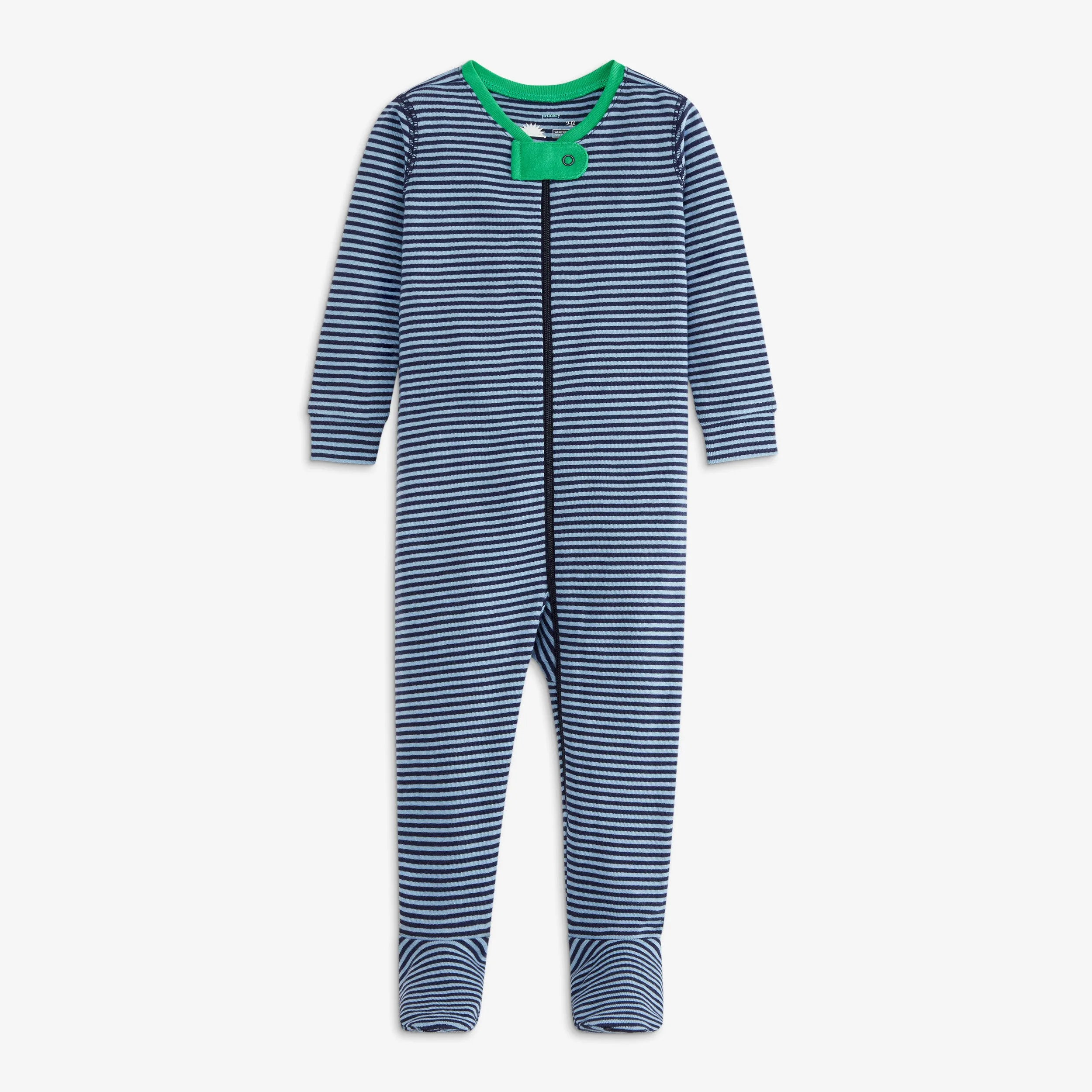 Baby organic zip footie in mini stripe