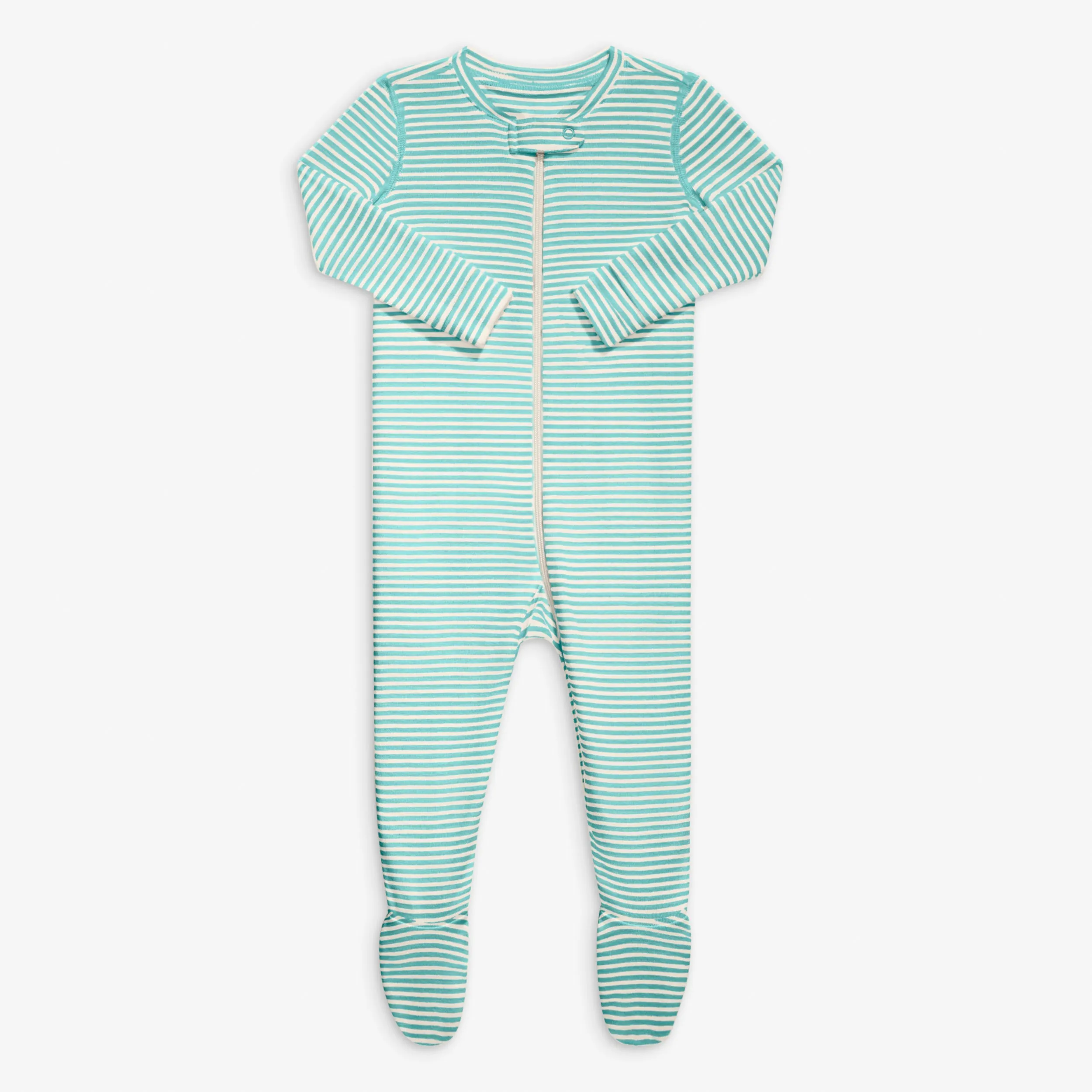 Baby organic zip footie in mini stripe