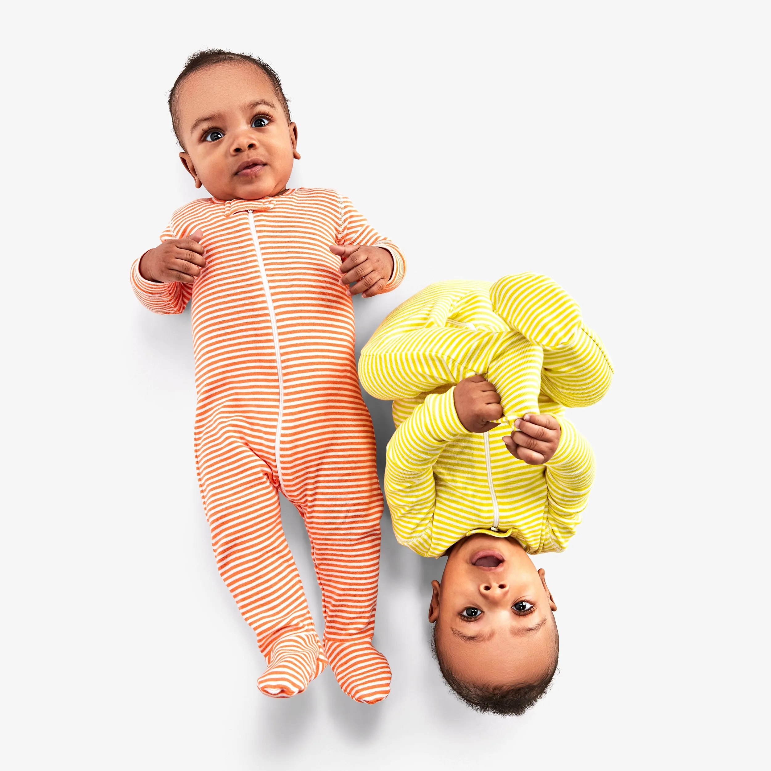 Baby organic zip footie in mini stripe