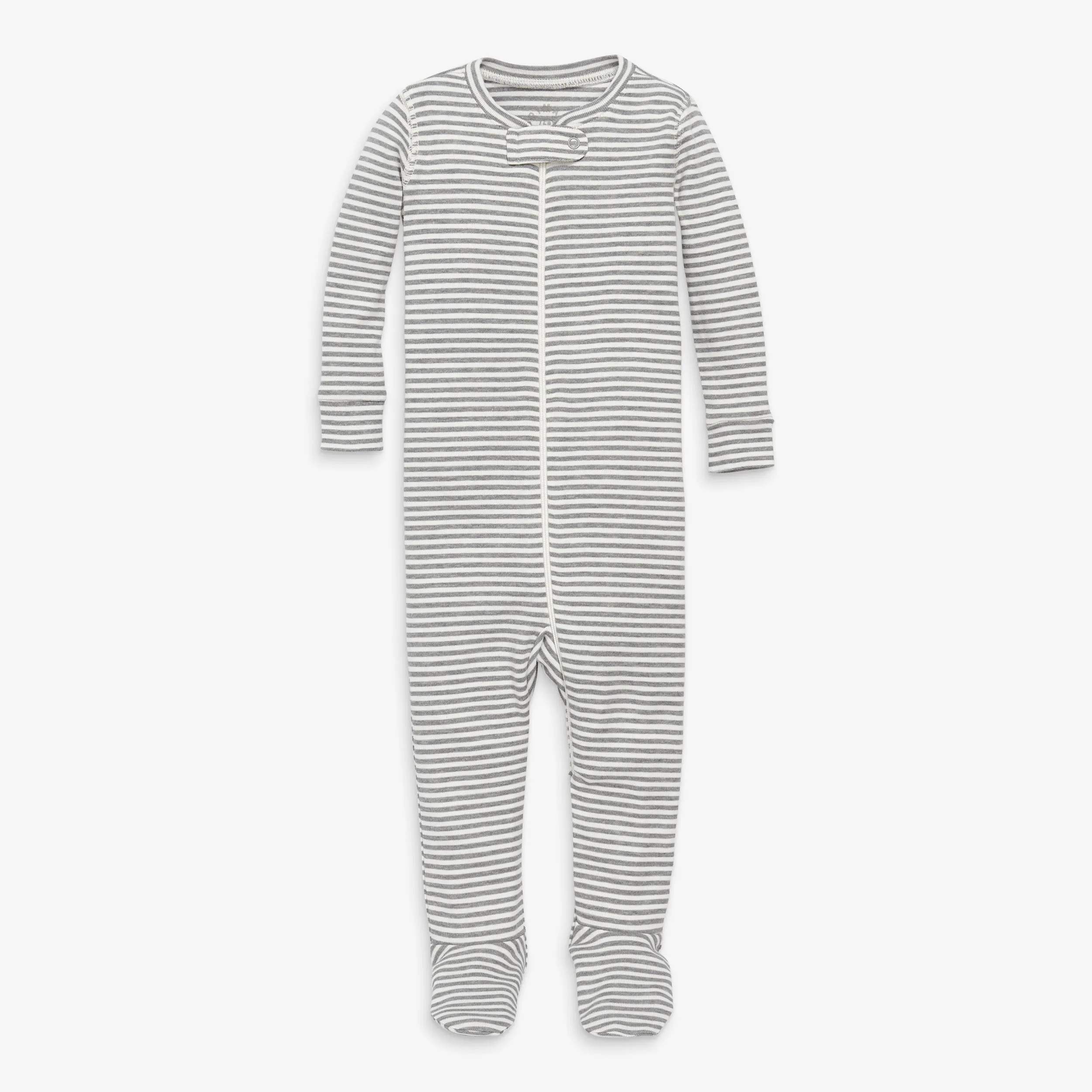 Baby organic zip footie in mini stripe