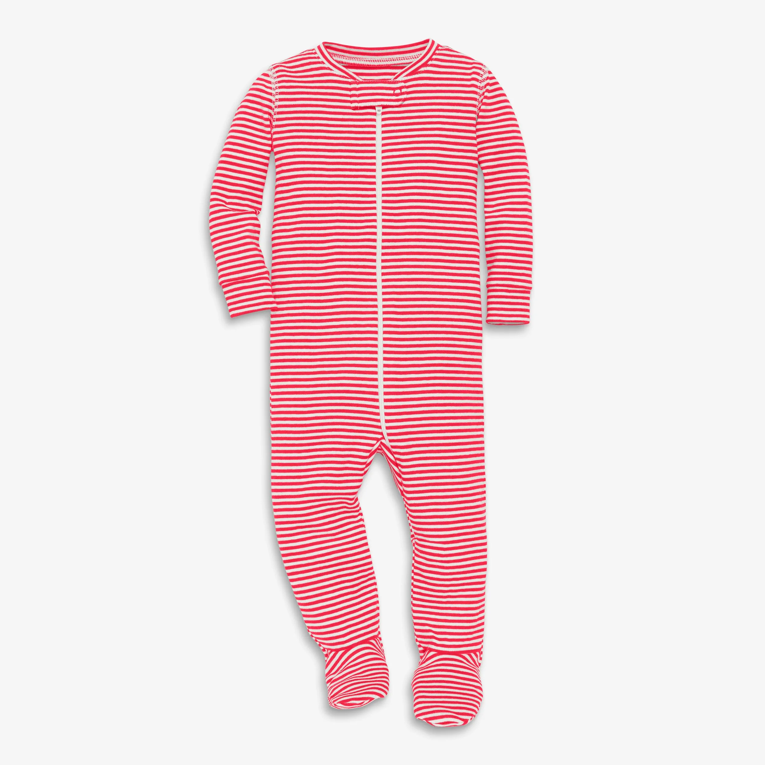 Baby organic zip footie in mini stripe