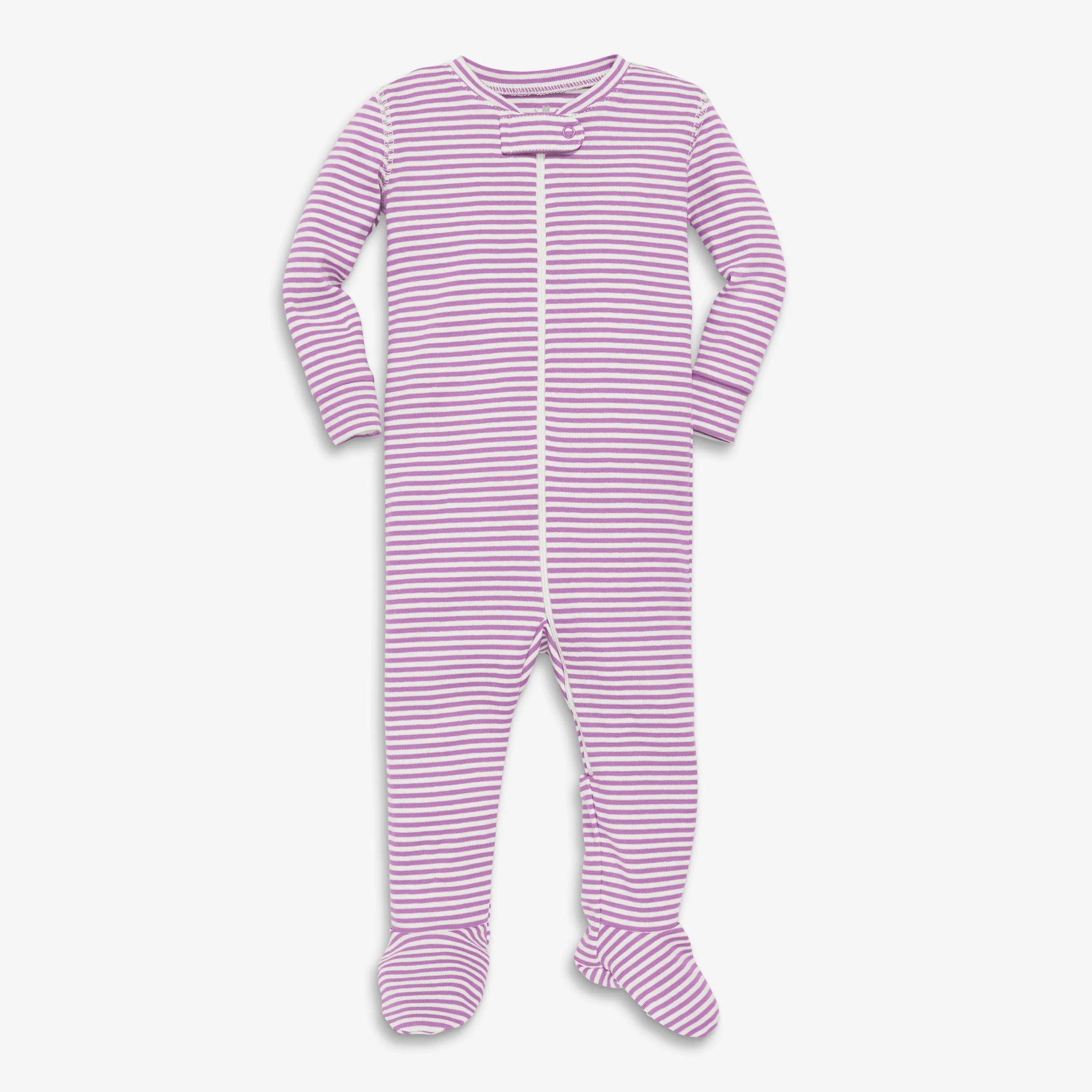 Baby organic zip footie in mini stripe