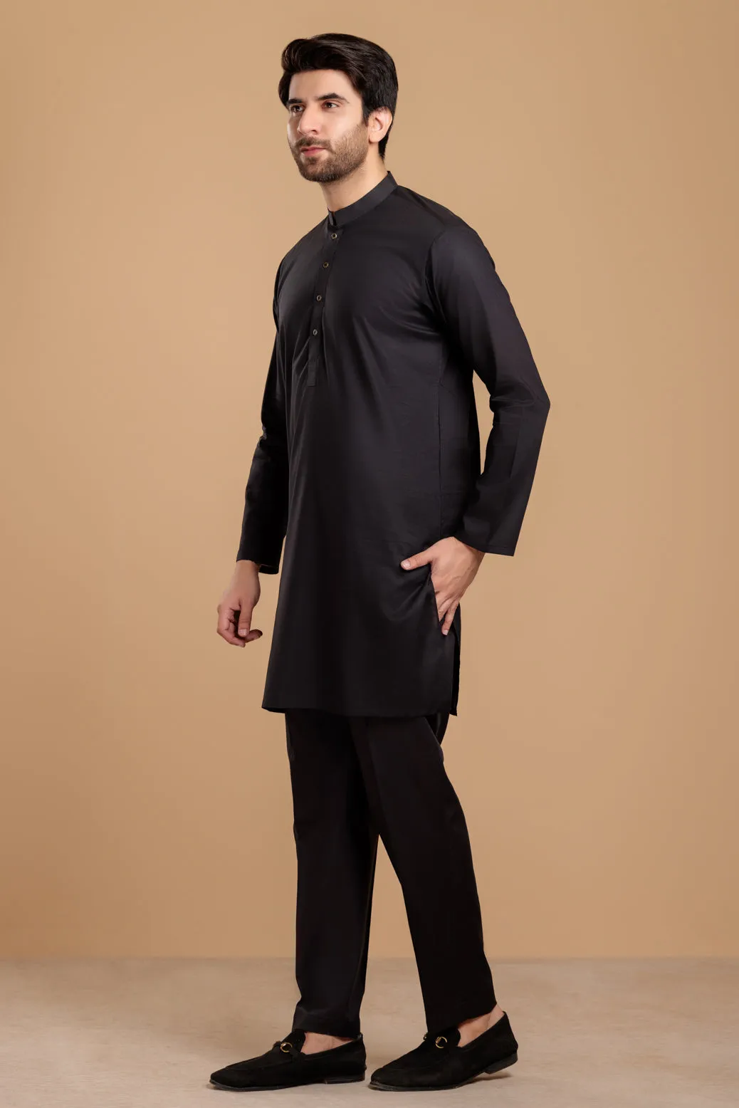 BLACK-COTTON-KURTA PAJAMA TROUSER- (KSS23-053)