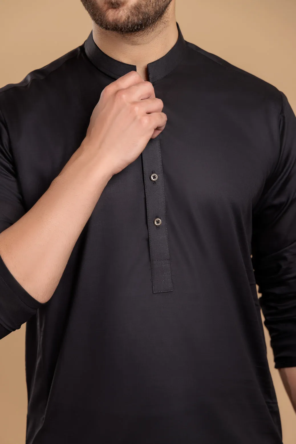 BLACK-COTTON-KURTA PAJAMA TROUSER- (KSS23-053)