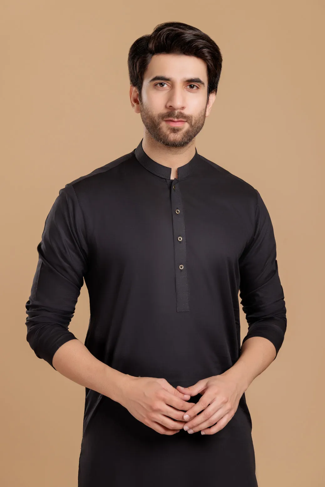 BLACK-COTTON-KURTA PAJAMA TROUSER- (KSS23-053)