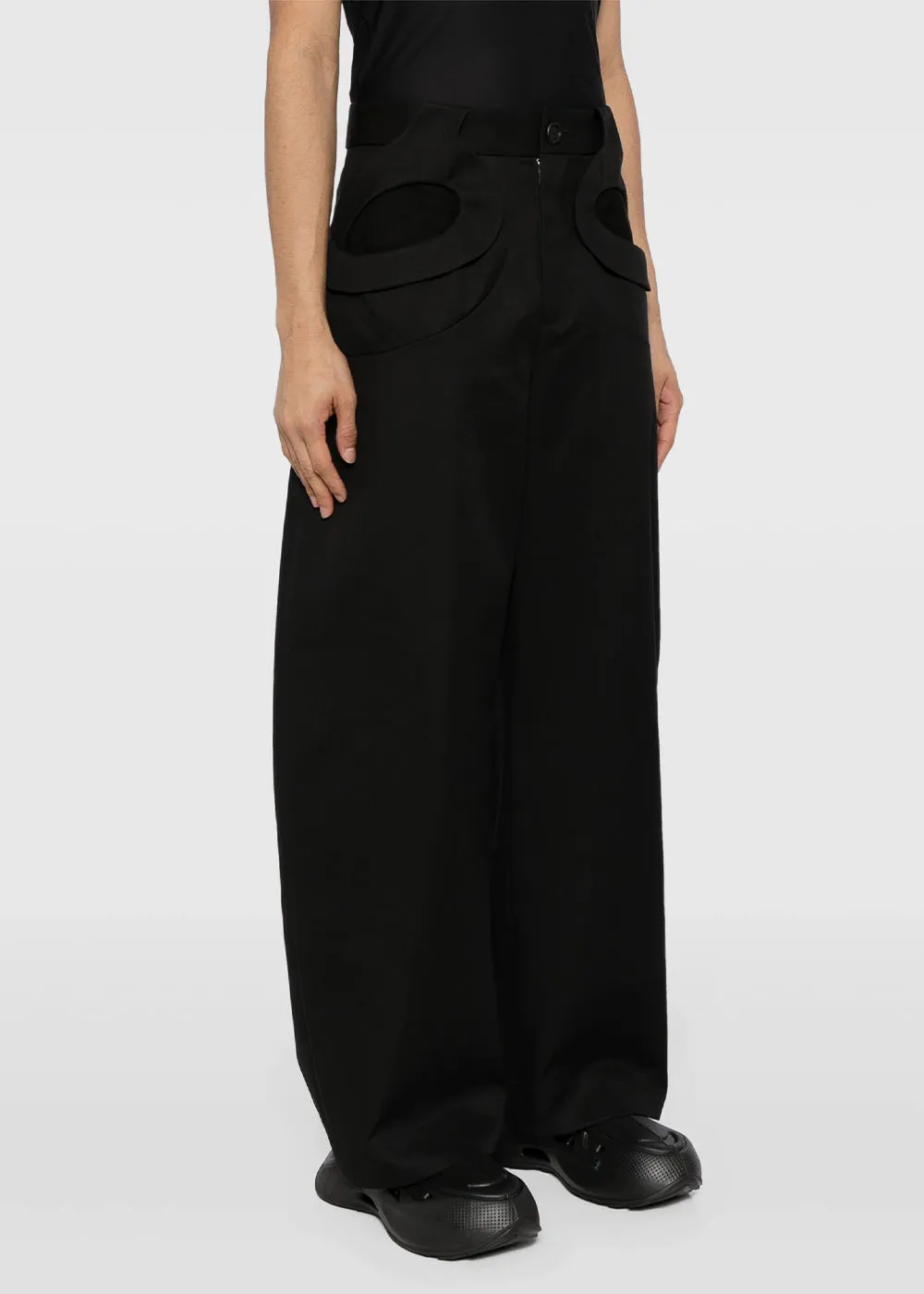 Black Cut-Out Panelled Trousers