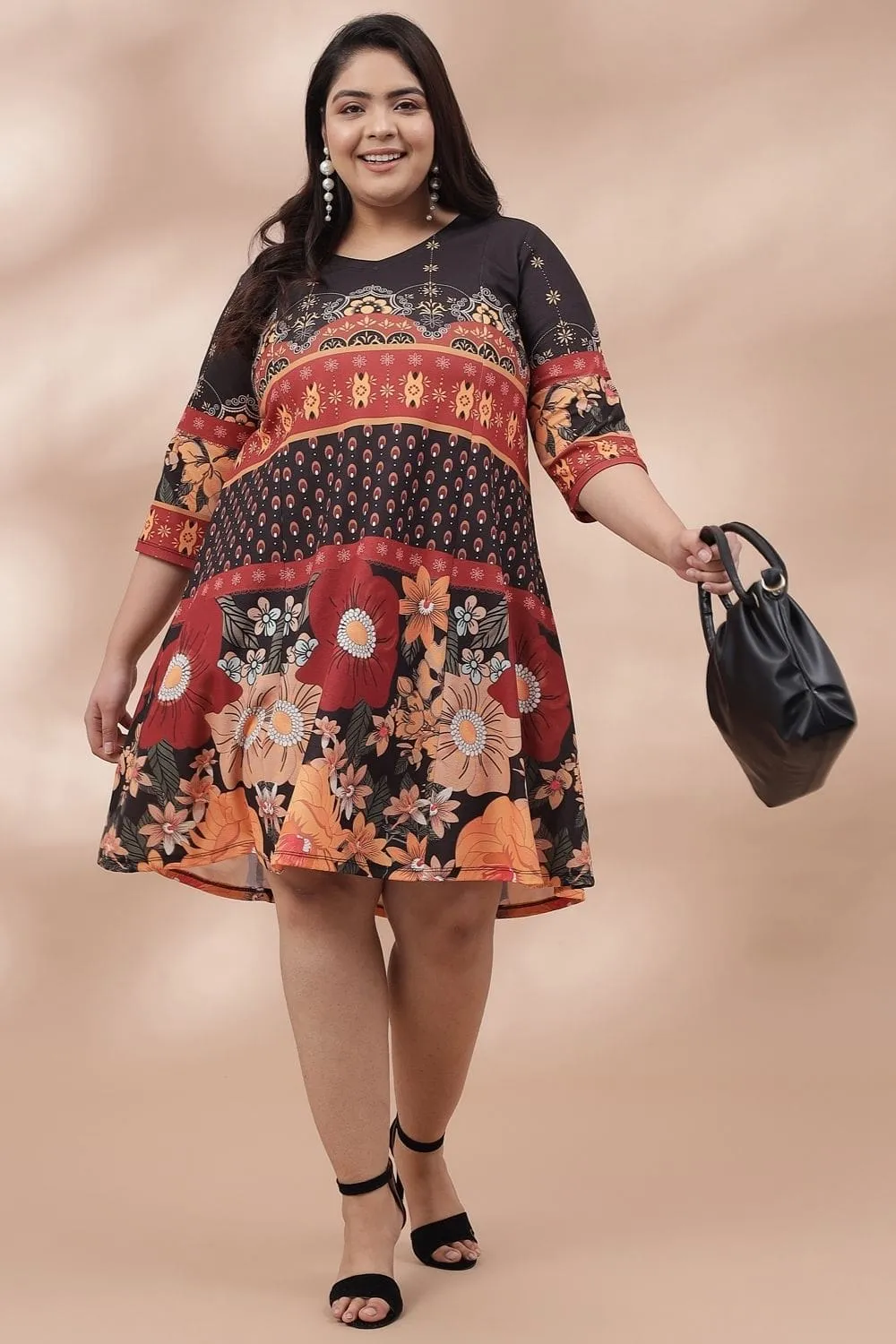 Black Floral Ethnic Dress