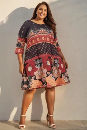 Black Floral Ethnic Dress