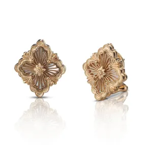 Buccellati - Opera Tulle - Button Earrings with White Mother of Pearl, 18k Yellow Gold