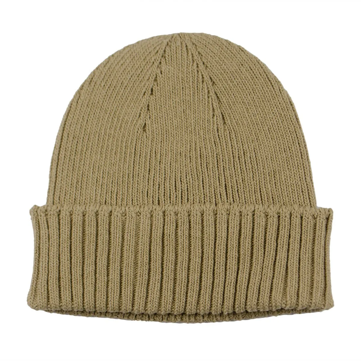 cableami - Recycled Cotton Rib Stitch Beanie - Khaki