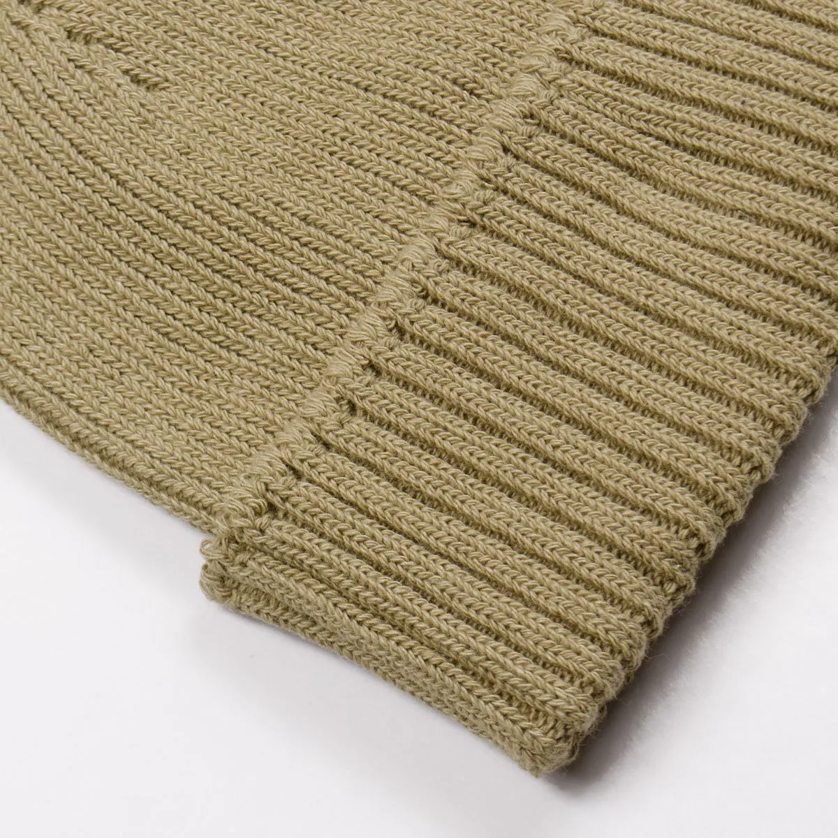 cableami - Recycled Cotton Rib Stitch Beanie - Khaki