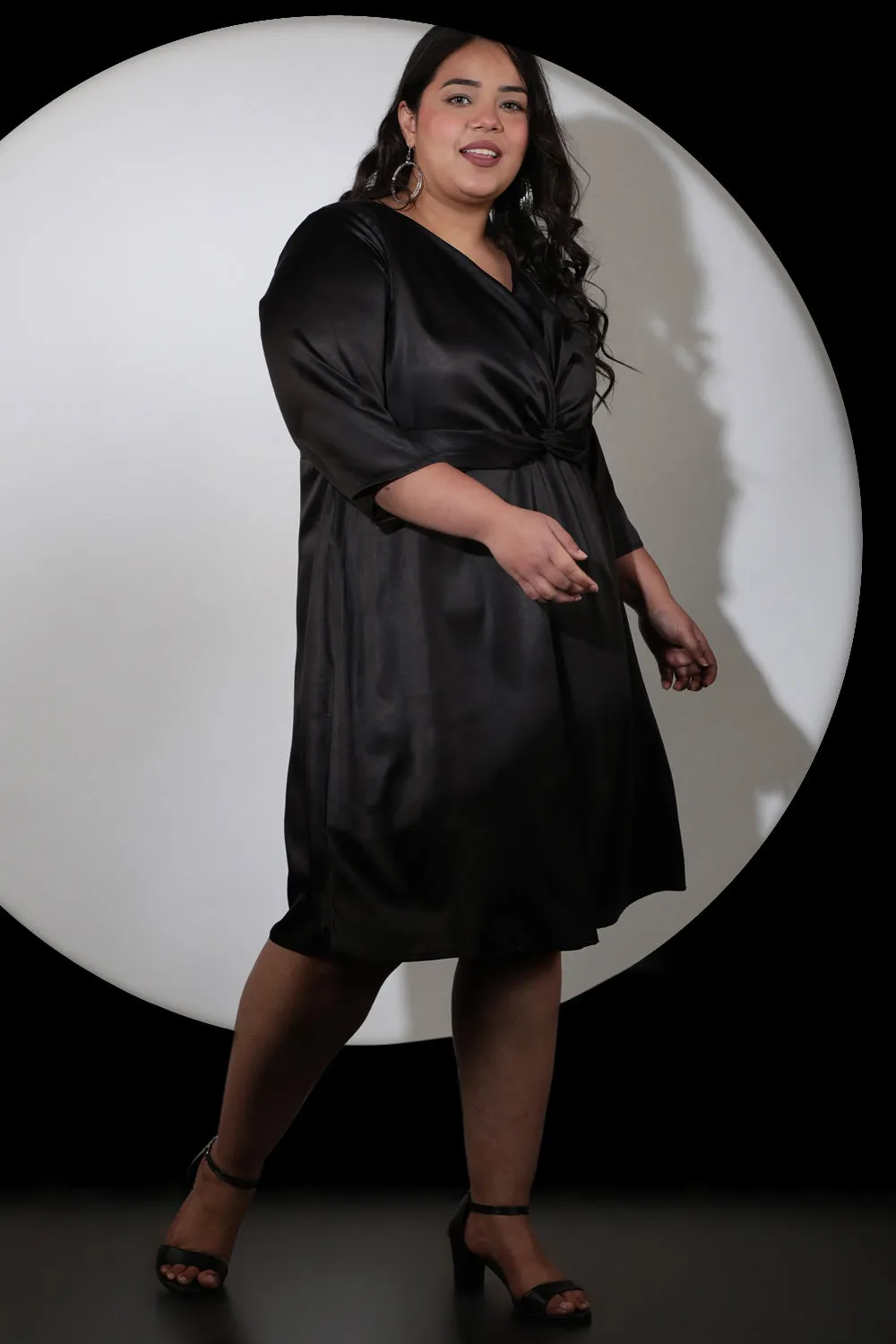 Classic Black Satin Knot Dress