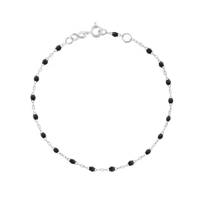 Classic Gigi Black Anklet, White Gold, 9.4"