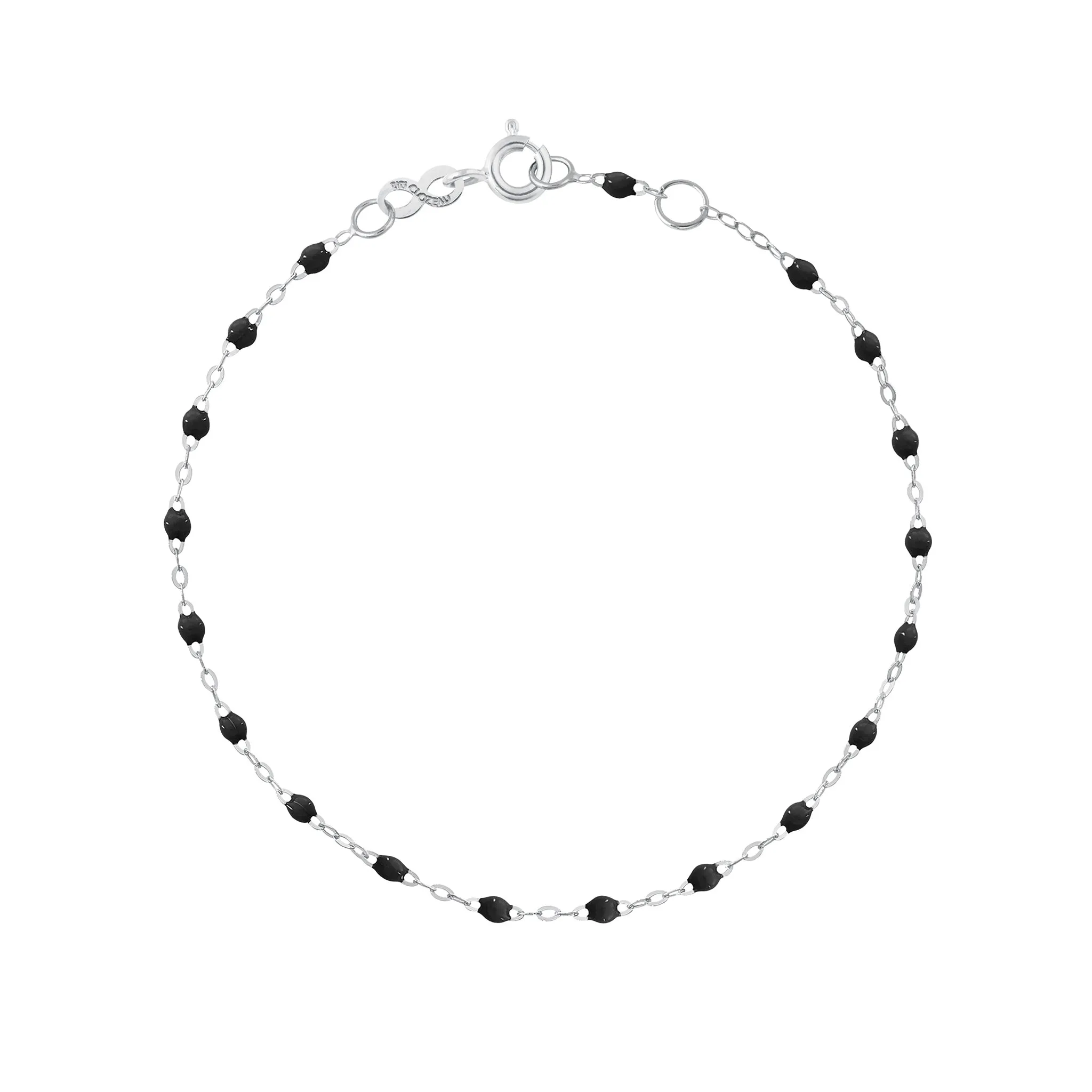 Classic Gigi Black Anklet, White Gold, 9.4"