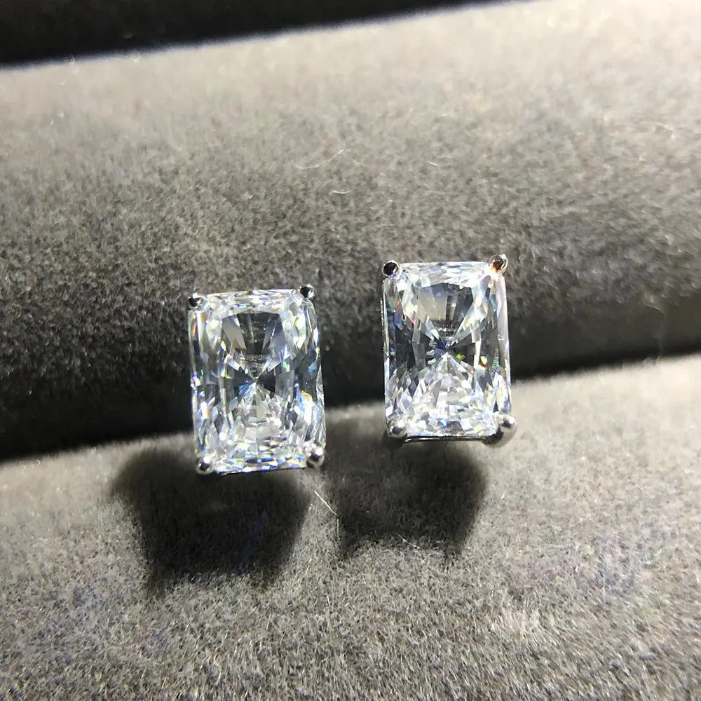 Classic Princess Cut Sterling Silver Stud Earrings