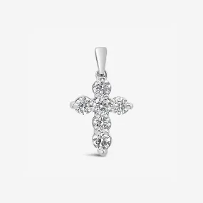 Classic Shared Prong 1.35CT Diamond Cross Pendant