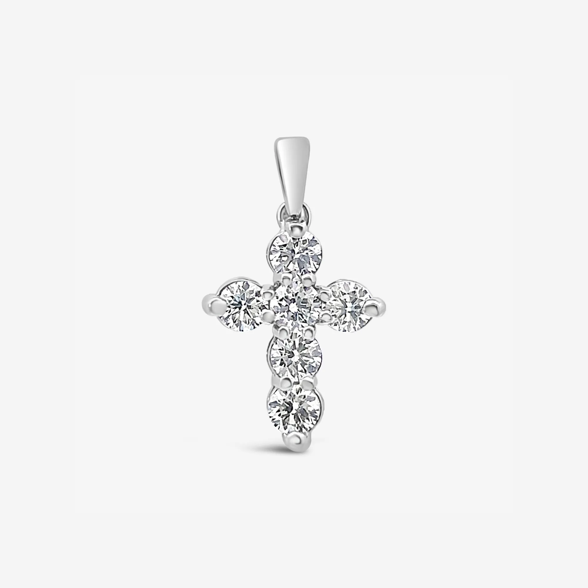 Classic Shared Prong 1.35CT Diamond Cross Pendant