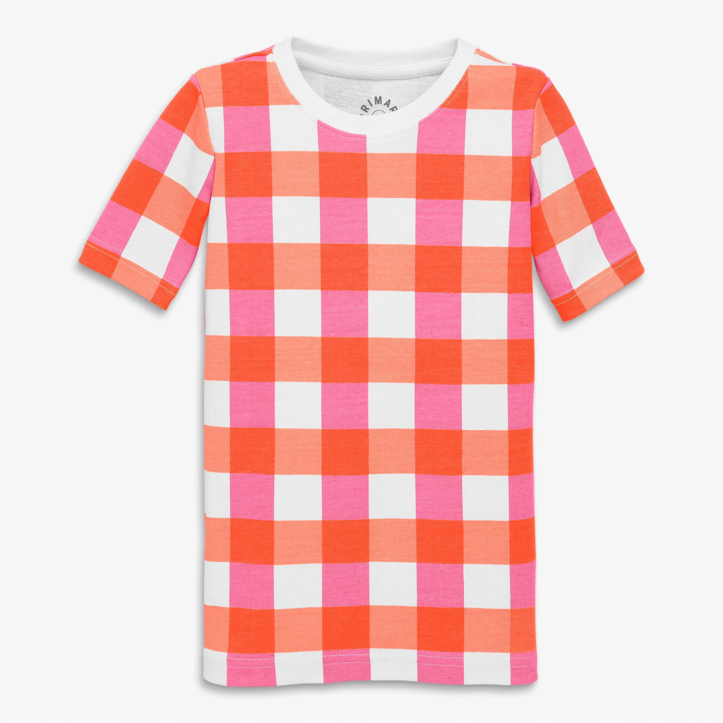 Clearance kids organic short sleeve pj top in gingham