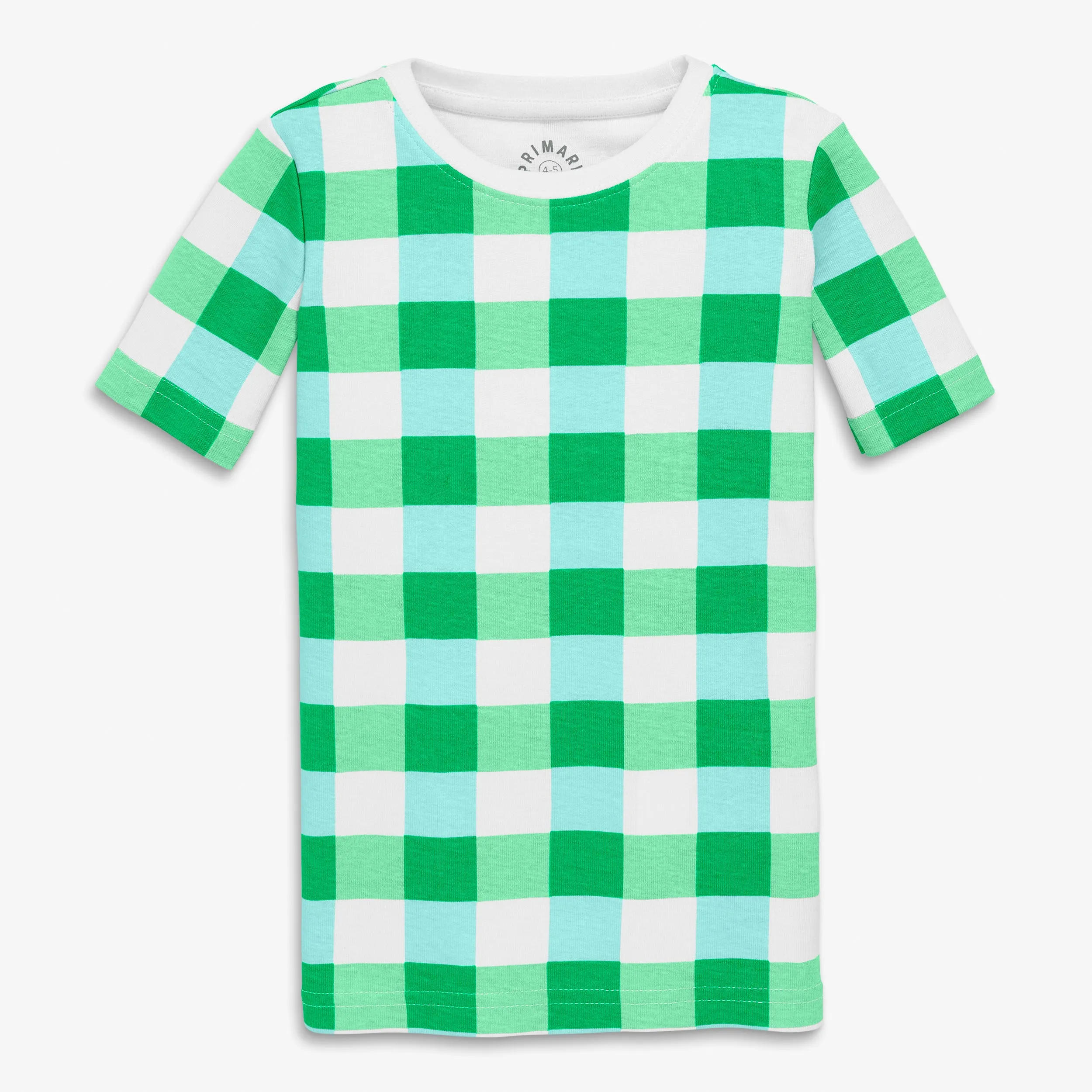 Clearance kids organic short sleeve pj top in gingham