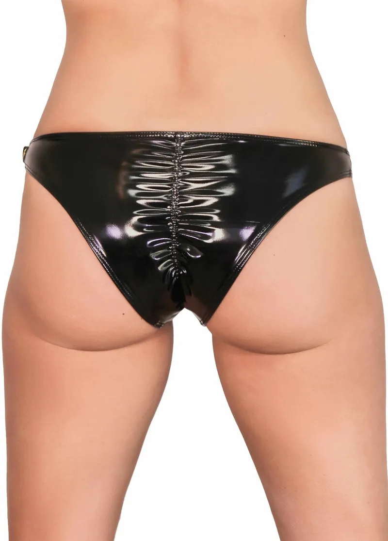 Cleo the Hurricane Heroine Liquid Scanty Pants - Black