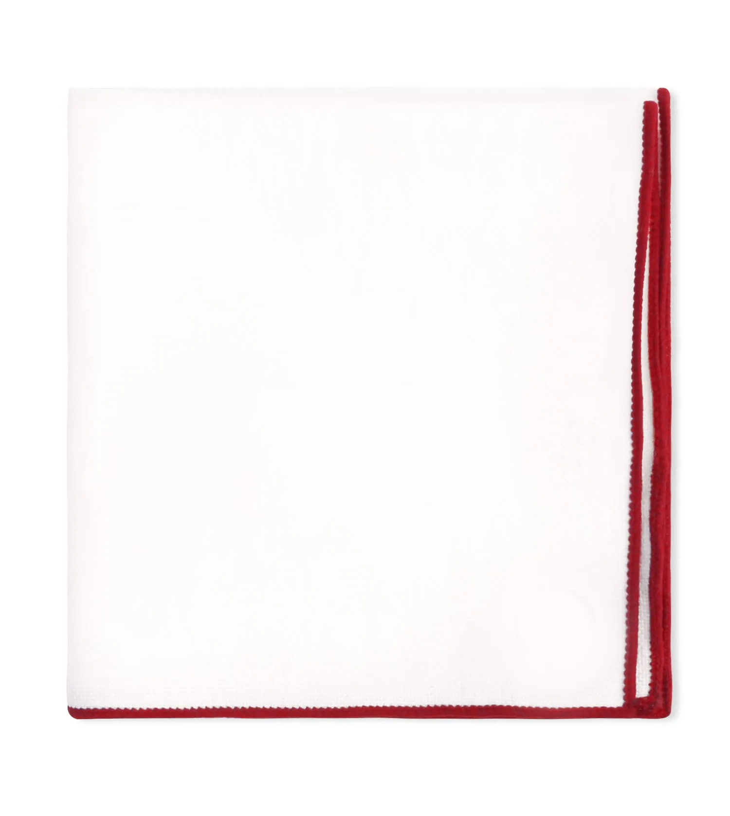 Cotton Pocket Square - White with Red Edge