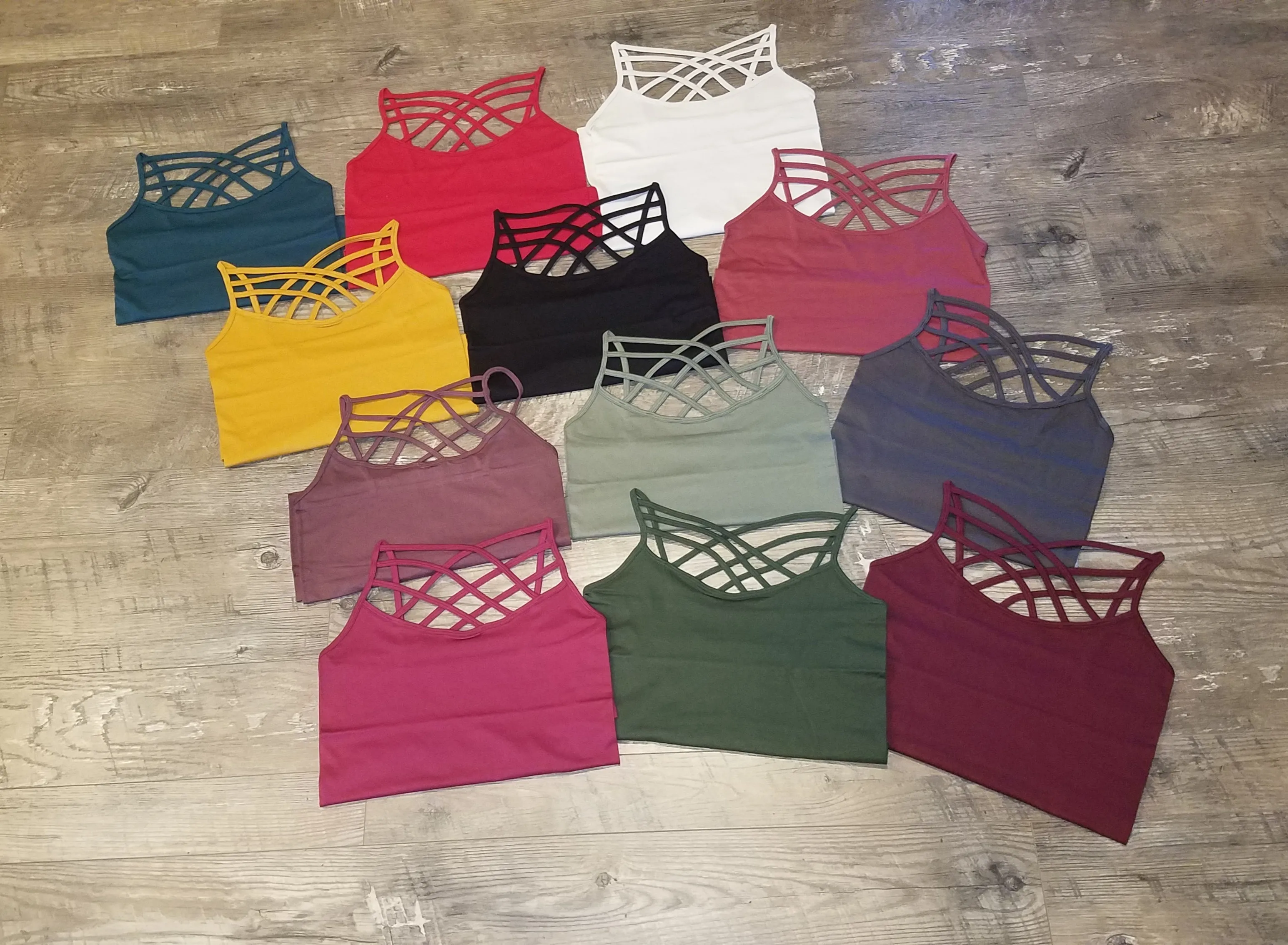 Criss Cross Long Seamless Tank Top - Multiple Color Options