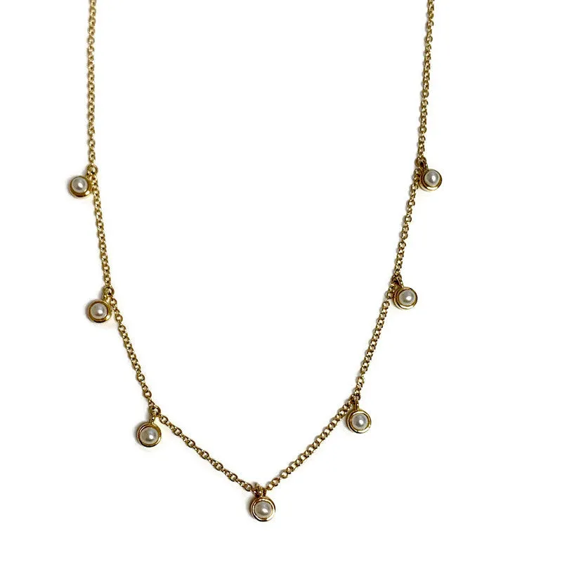 Dangling Pearl Station Necklace