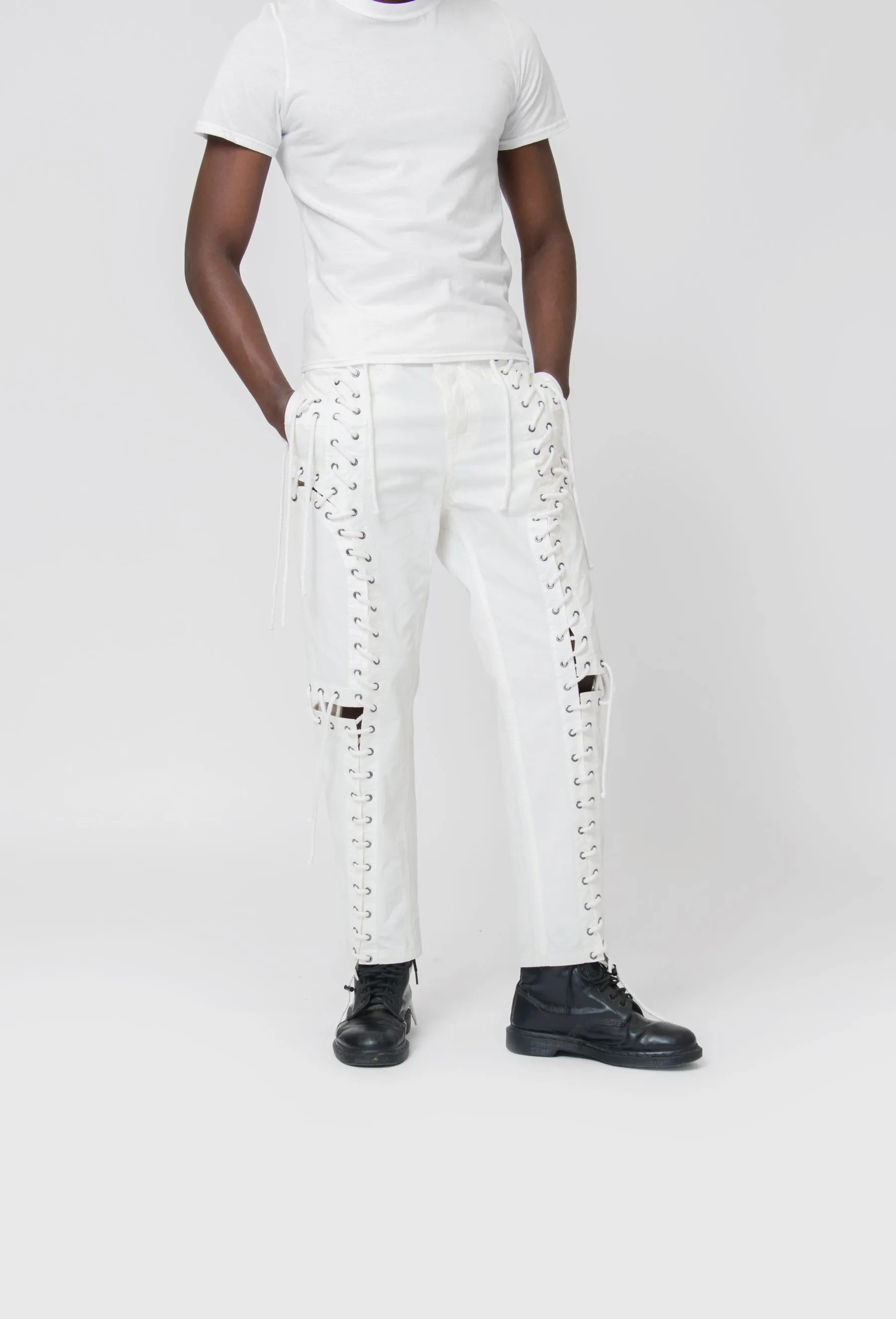 Deconstructed Laced Trouser White CGSS24CWOTRS74