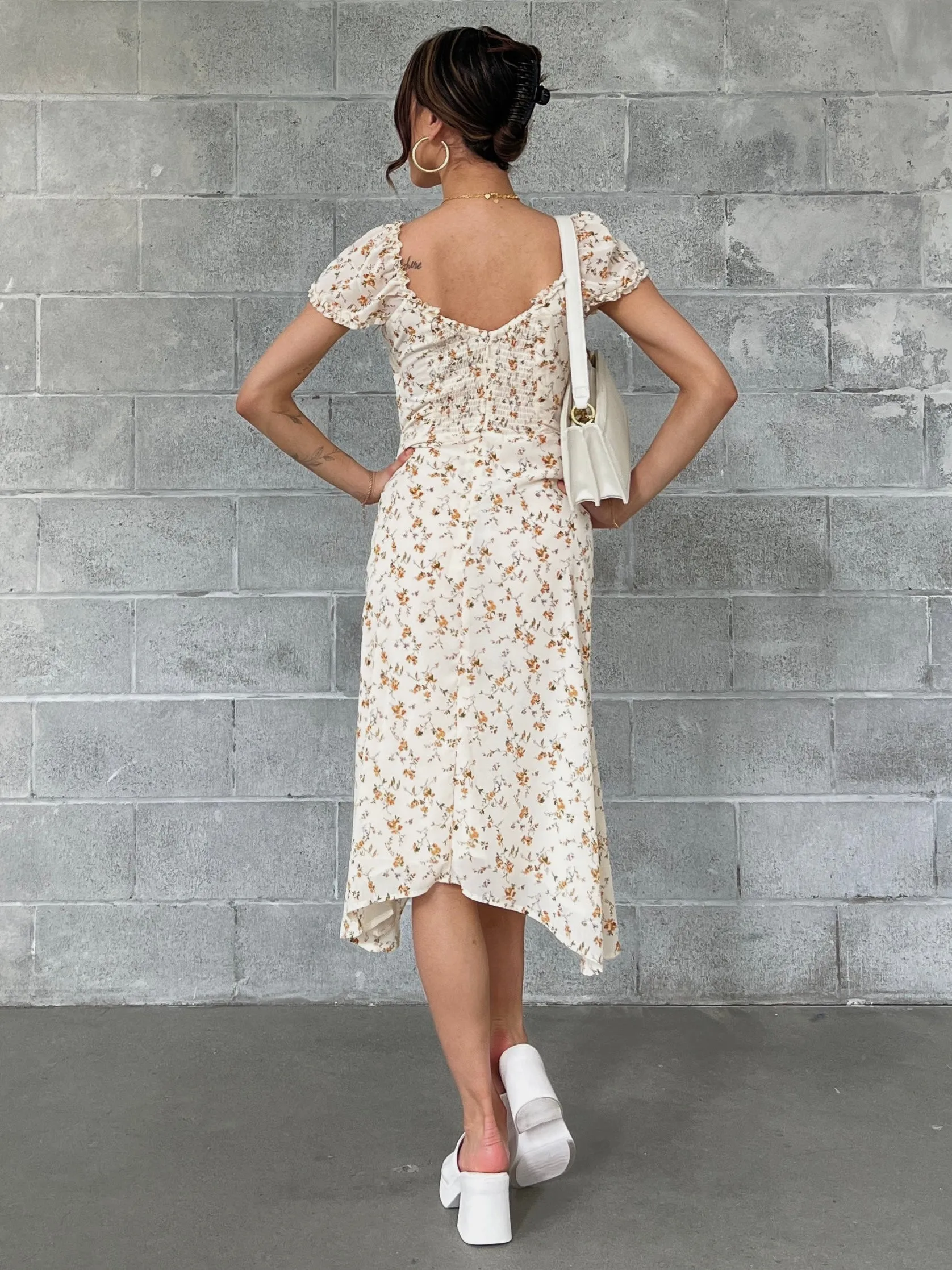 DEX Sweetheart Floral Midi Dress