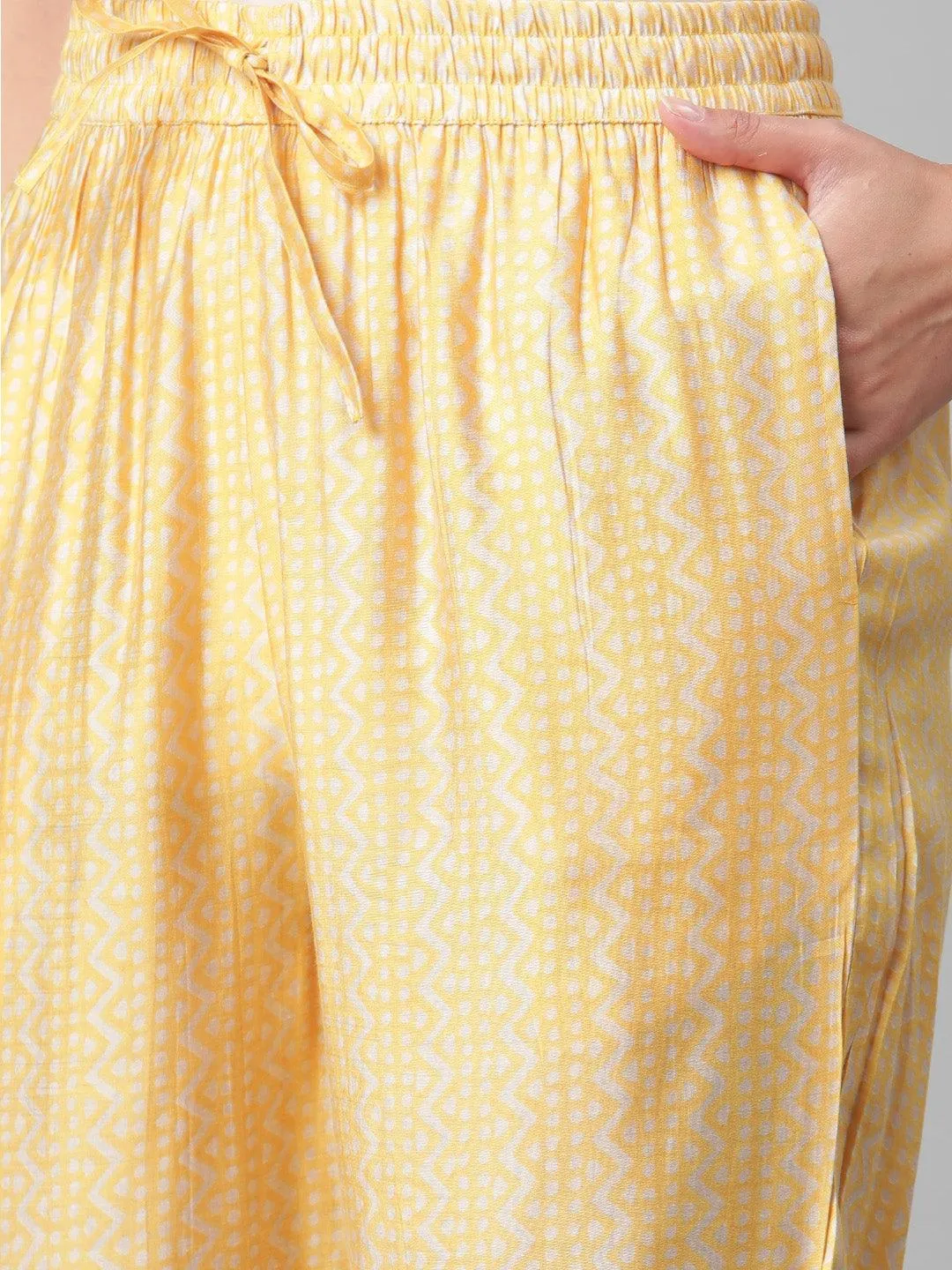 Divena Light Yellow Rayon Kaftan Pant Set