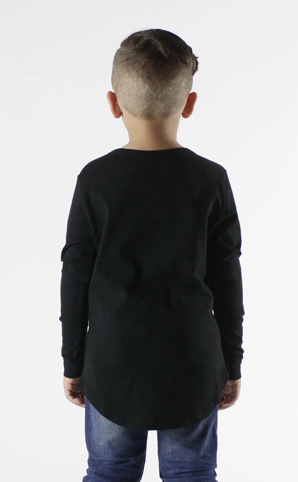 Entree Kids Misuderstood Teddy Bear Black Curved Hem Shirt