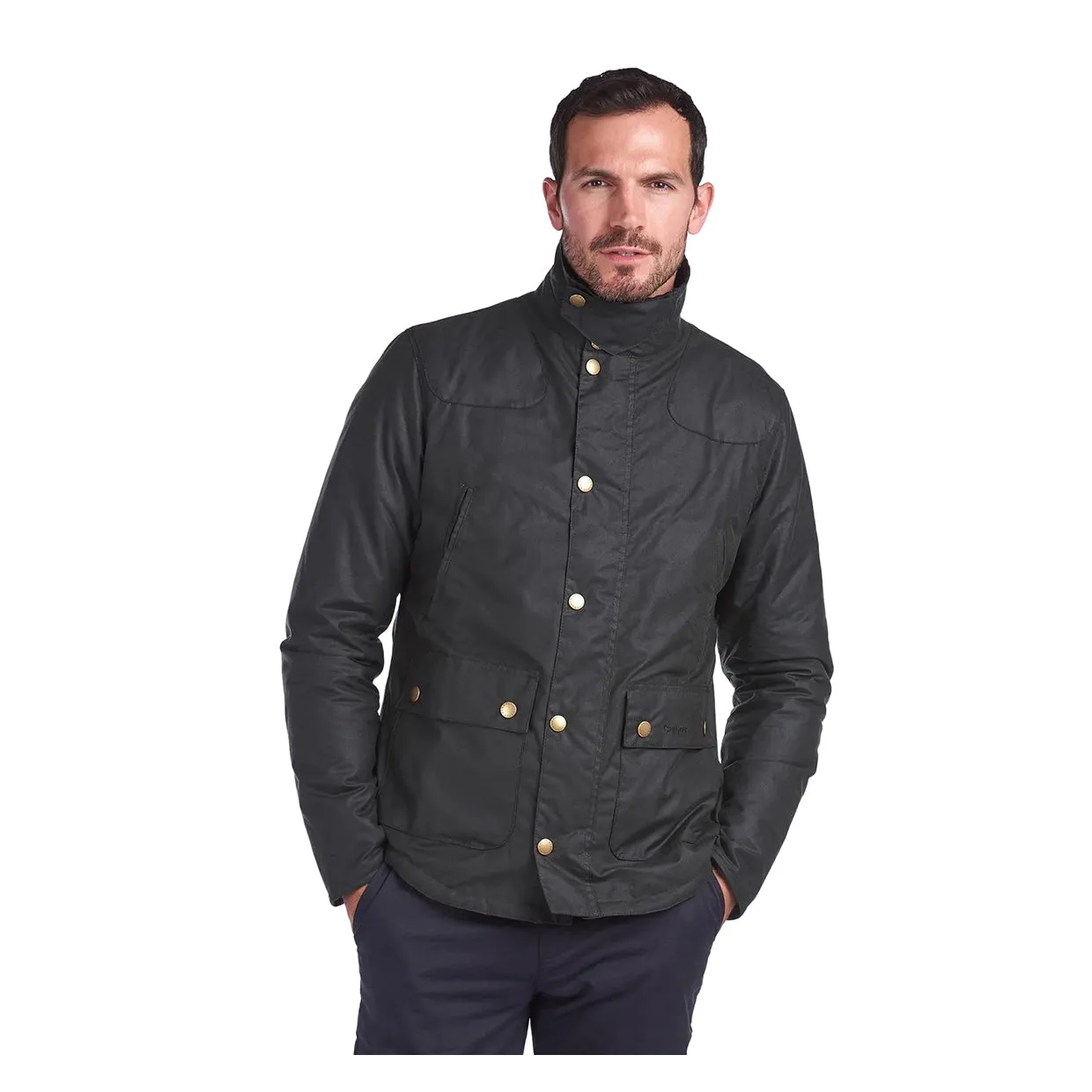 Giubbino Uomo Barbour Reelin Waxed Cotton Verde