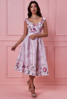 Goddiva Sweetheart Floral Midi Dress